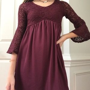 Maroon Lace Dress